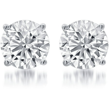 1-1/2 Carat T.W. Round White Diamond Sterling Silver Stud Earrings