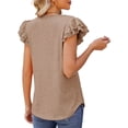 thumbnail image 5 of UVN Tank Tops for Women Summer Ruffle Short Sleeve Shirts Ladies Dressy Casual V Neck Blouses, 5 of 7