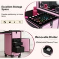 thumbnail image 5 of Portable Manicure Table with LED Mirror, Bluetooth & USB Port, Rolling Makeup Train Case with Foldable Nail Table and Password Lock, Nail Desk with 3 Drawers for Nail Techs & Salons, Pink, 5 of 9