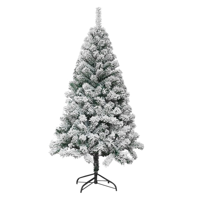 D 120Cm White Flocked Christmas Tree, Pvc Snow Frosted Artificial Xmas Tree For Home Shop Window Decor, Stand Included