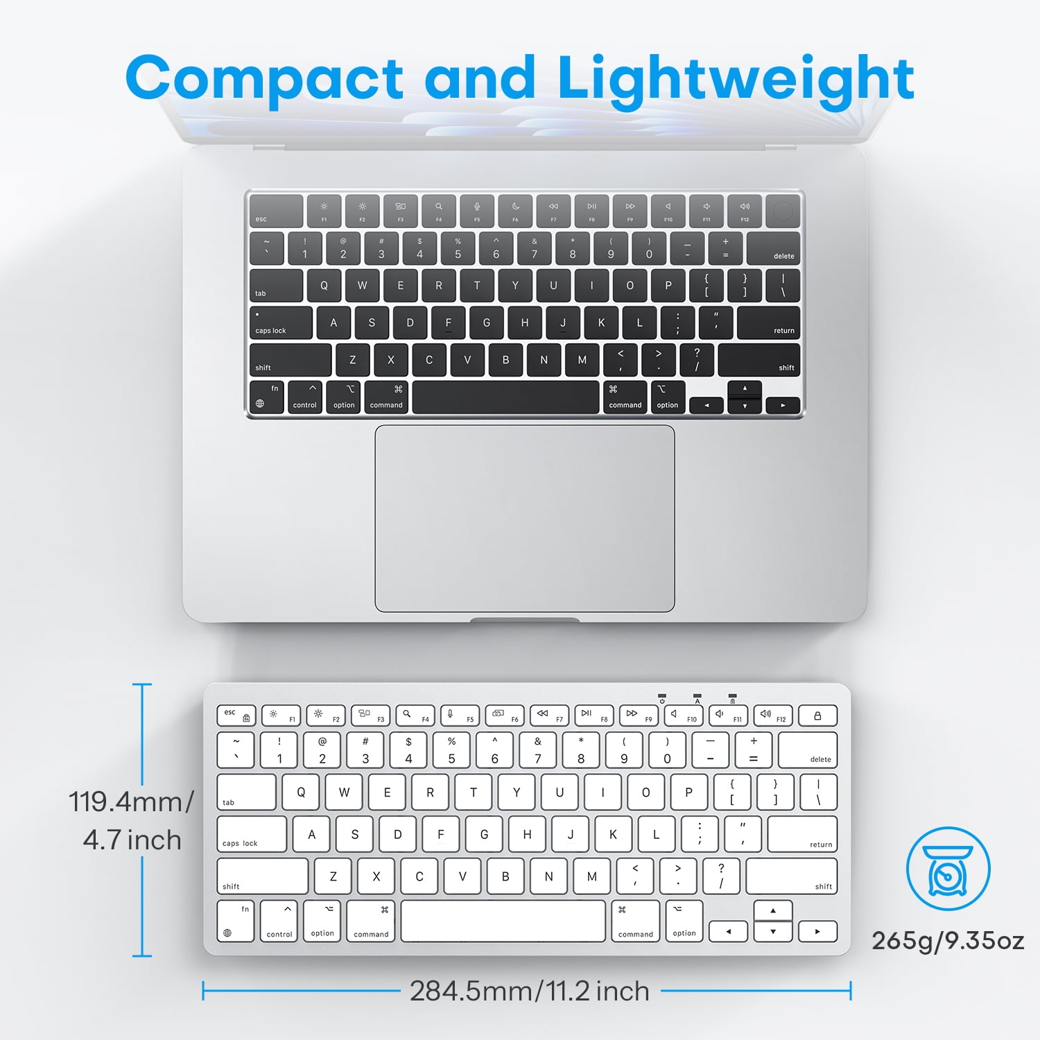 OMOTON Wired Keyboard for Mac – Dual Interface (USB & Type-C), Stable Connection, Plug and Play, Silver