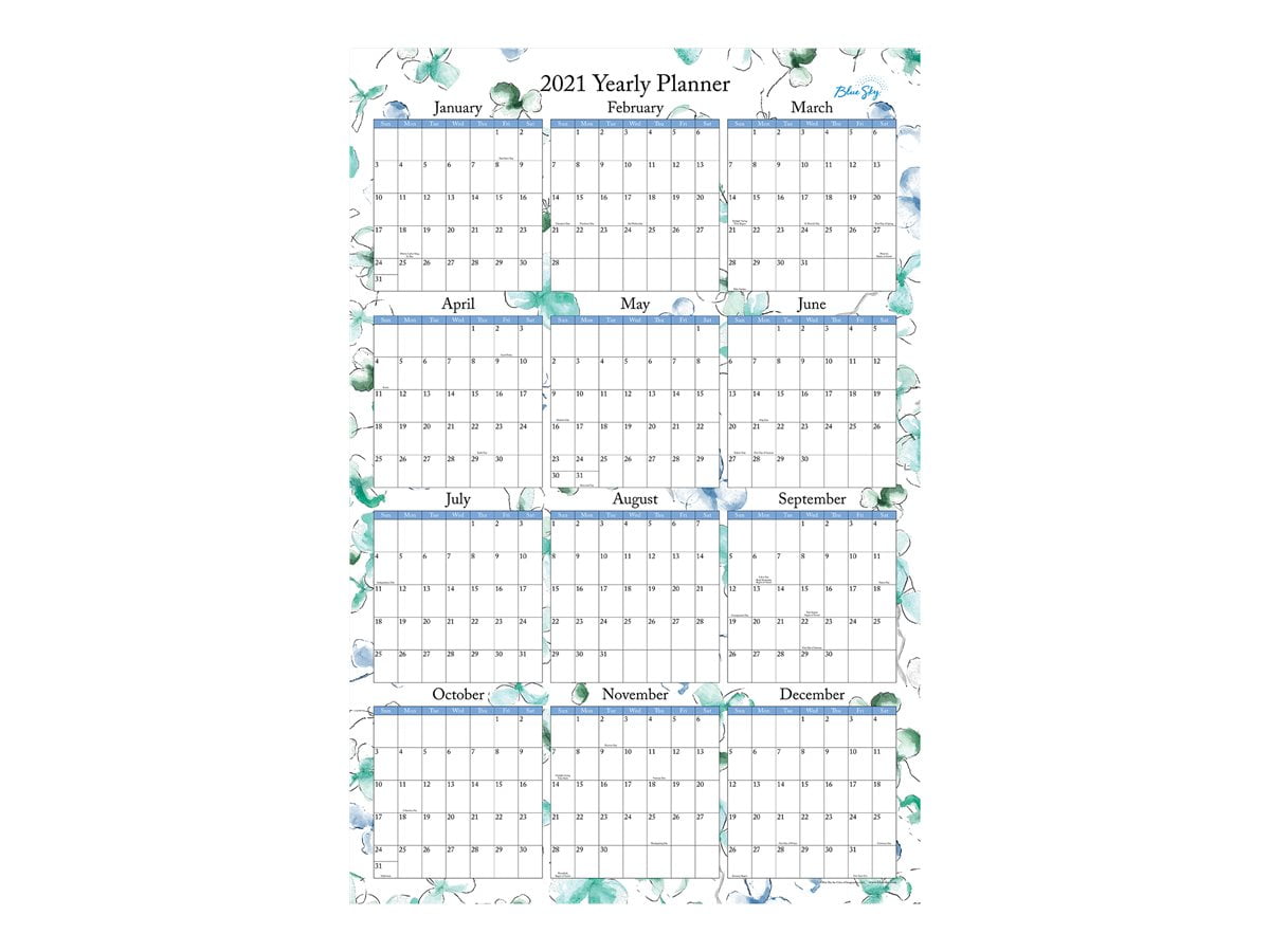 Blue Sky 2021 36" x 24" Laminated Calendar, Lindley