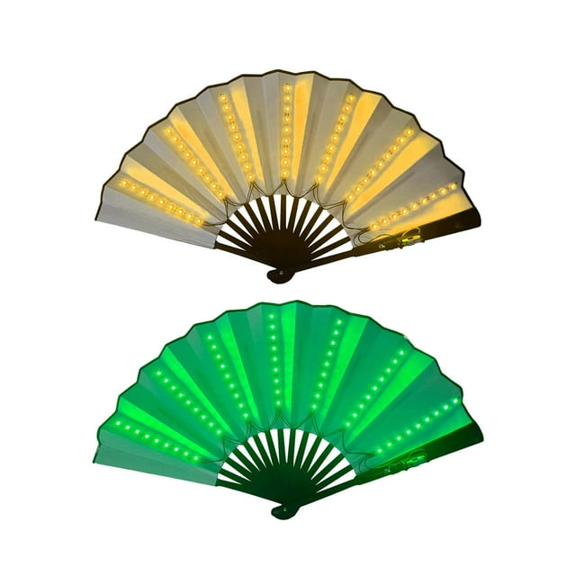 2 Uds Ventilador Plegable LED Suministros Nocturno Para Amarillo shamjiam Abanico plegable
