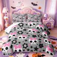 thumbnail image 2 of Manfei Cartoon Halloween Skull Quilt Full,Gothic Halloween Skeleton Full Bedspread Sets,3 Pieces,1 Coverlet and 2 Pillowcases, 2 of 7