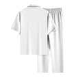 thumbnail image 4 of Lumtrix Men Summer Casual Short Sleeve Sets Solid Button Down Lapel Shirt Loose Elastic Pants with Pockets 2 Piece Outfits Beach Tracksuit White L, 4 of 4