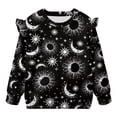 thumbnail image 5 of Xoenoiee Sun Moon Star Print Toddler Girls Round Neck Sweatshirt Sweaters for Kids Long Sleeve Ruffle Pullover Tops Spring Fall Winter Clothes, Size 1-2 Years, 5 of 7