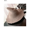 thumbnail image 4 of Spencer Winter Halloween Steeple Wool Big Brimmed Pointed Witch Hats Knitted Wizard's Bucket Caps for Women 56-58cm "Khaki", 4 of 7