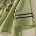thumbnail image 6 of Shirts for Women Summer Boho Retro Embroidery Tops 3/4 Flare Sleeve Button Dressy Casual Blouses Loose Tunic Top, 6 of 8