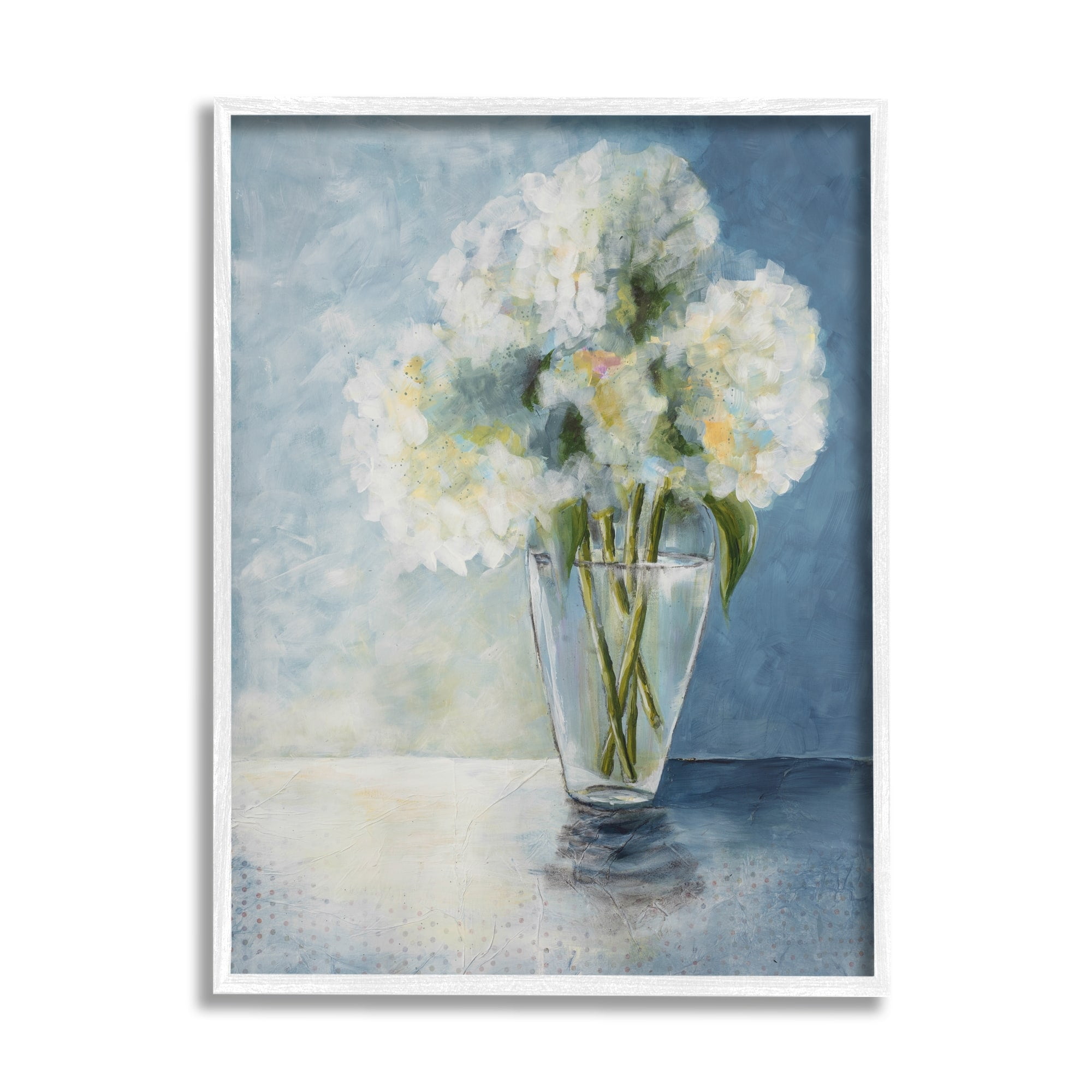 Stupell Industries White Hydrangeas Bouquet Glass Tabletop Vase Illustration , 24 x 30, Design by Doris Charest