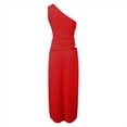 thumbnail image 4 of Women's 2025 Summer Two Piece Skirt Set One Shoulder Sleeveless Ruched Bodycon Maxi Skirts, 4 of 4