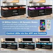 Hommpa LED TV Stand for TVs up to 70 with Power Outlets Modern Entertainment Center High Gloss Large TV Cabinet Adjustable Shelf PS5 Storage Gaming Media Console