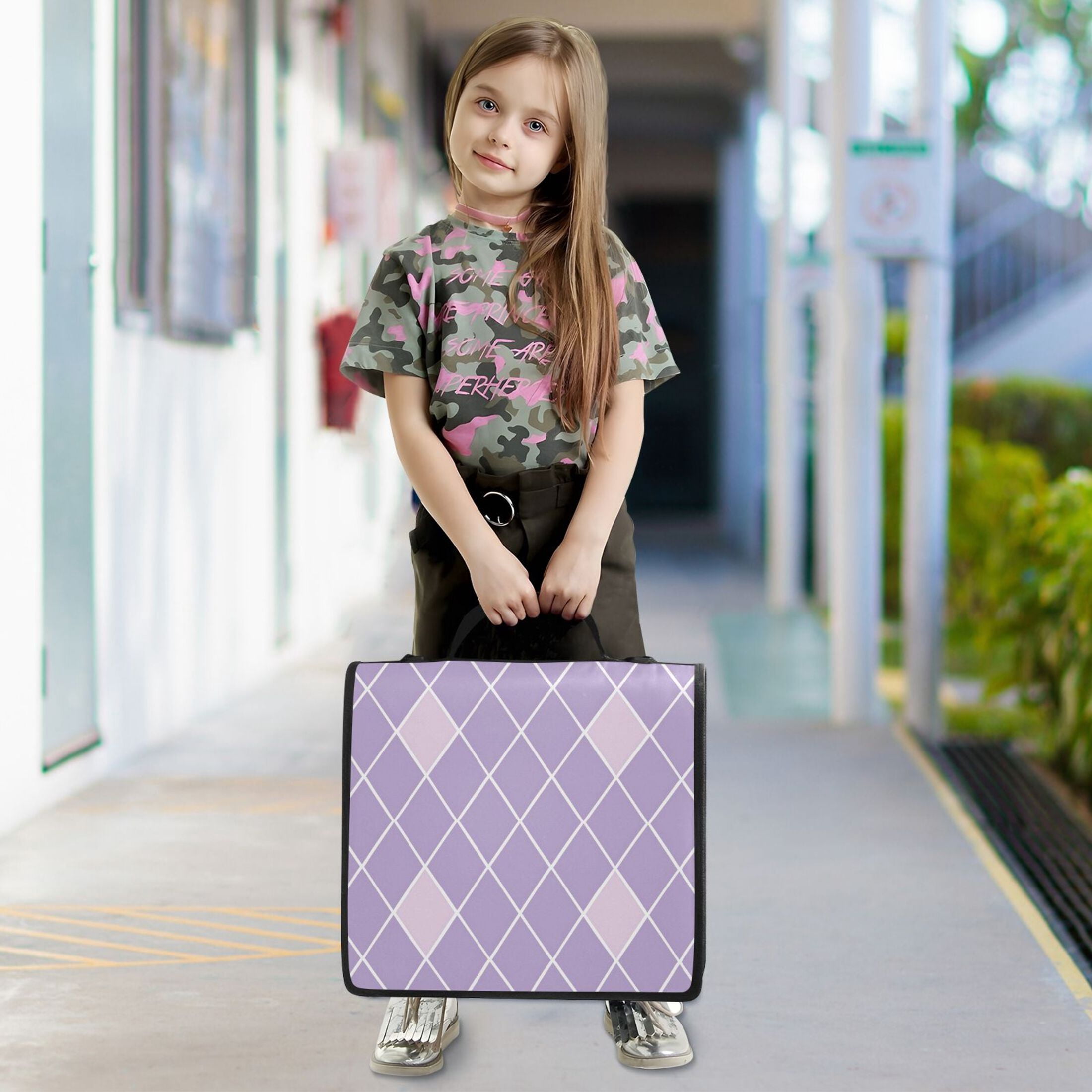 3 Ring Zipper Binder with Shoulder Strap Waterproof Trapper Keeper 2 Inch D-Ring 500 Sheets Capacity Purple Block