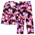thumbnail image 7 of Valentines Day Themed Pajama Set for Women Adorable Heart Print Button Up Long Sleeve and Pants 2 Piece Pajama Set for Women Set Comfy Pajamas for Women Set Purple XXL, 7 of 7