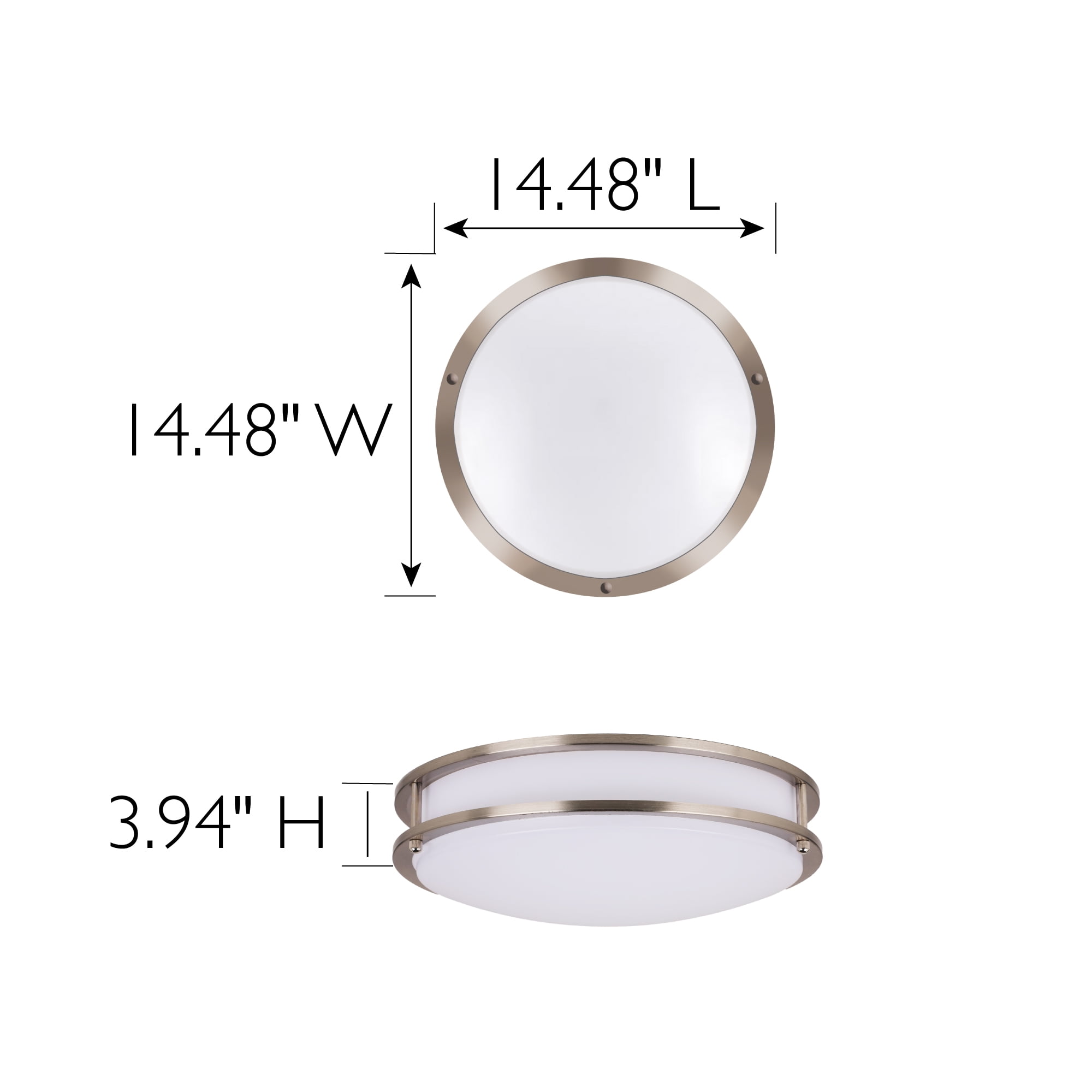 Design House Ripon Modern 14.5" Satin Nickel Dimmable LED Ceiling Light