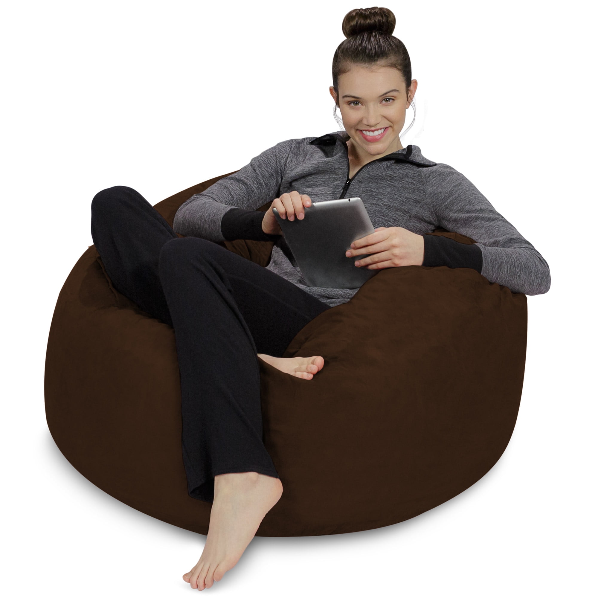 Sofa Sack Bean Bag Chair, Memory Foam Lounger with Microsuede Cover, Kids, 3 ft, Chocolate