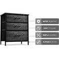 thumbnail image 4 of Sorbus Nightstand with 3 Drawers - Steel Frame, Wood Top & Easy Pull Fabric Bins - Perfect for Home, Bedroom, Office & College Dorm (Rustic Black), 4 of 5