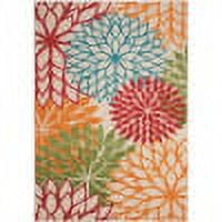Nourison Tropical Oasis Indoor/Outdoor Modern Floral Green 3'6" x 5'6" Area Rug, (4' x 6')