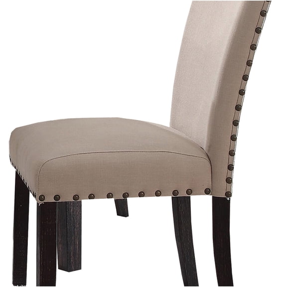 JERFIT Upholstered Side Chairs Set of 2, Dark Oak Finish Parson Dining Chairs with Nailhead Trim and Padded Seat