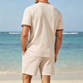 thumbnail image 7 of hotojiny Men's 2 Pieces Set Short Sleeve Henley Shirts and Comfortable Shorts Set Summer Beach Vacation Outfits(Khaki,X-Large), 7 of 7