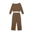 thumbnail image 5 of Fancifize Women Off Shoulder Sweatsuit Sets, Long Sleeve Sweatshirts and Wide Leg Sweatpants, 2 Piece Outfits, 5 of 5