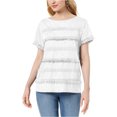 thumbnail image 1 of Style & Co. Womens Fringed Trim Basic T-Shirt, White, X-Large, 1 of 1