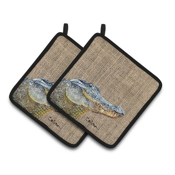 Carolines Treasures 8733PTHD Alligator Pair of Pot Holders, 7.5HX7.5W, multicolor