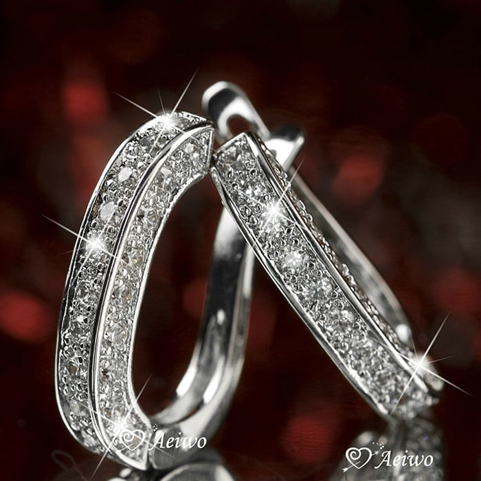 925 Sterling Silver Gold Filled Fashion U-Shape Hoop Earrings For Women