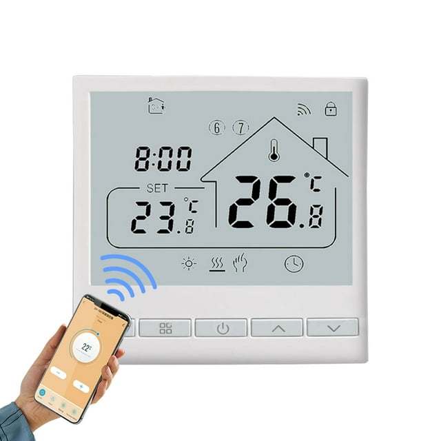 Thermostat Intelligent WiFi Programmable 5+2 Chauffage Électrique 16A Contrôle Vocal Tuya Thermostat Installation DIY Affichage LCD Contrôleur de Température Intelligent Thermostat Numérique Compatible avec Alexa et Google