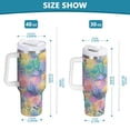thumbnail image 3 of 30 oz Tumbler With Handle Stainless Steel Insulated Tumbler With Lid for Car Cup Holder Watercolor Rainbow Flowers, 3 of 9