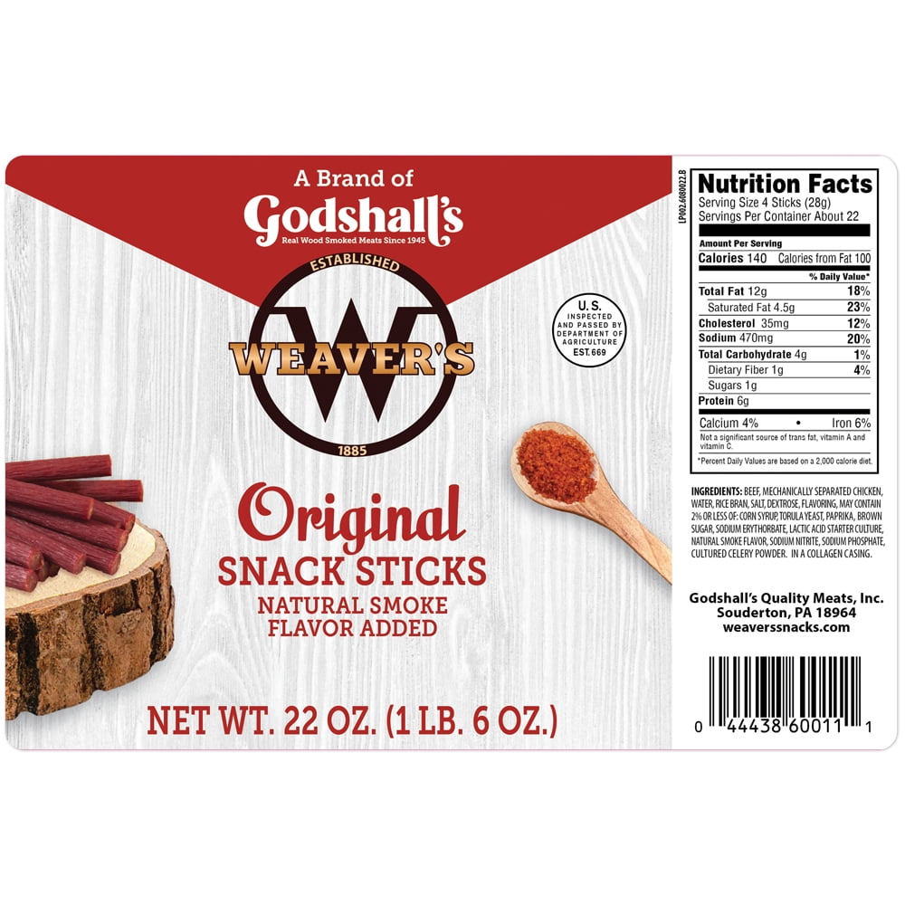 Weaver’s Original Mini Snack Sticks (88 mild 3.5" beef and chicken snack sticks per 22oz bag)
