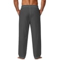 thumbnail image 3 of Domzle Men's Lightweight Pajama Pants Soft Lounge Sleep Joggers Adjustable Drawstring & Pockets All-Season Sleepwear Dark Gray 3XL, 3 of 5