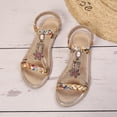 thumbnail image 4 of Women's Sandals & Slides Wide Fit Bohemian Wedge Sandal Lightweight Summer Elastic Ankle Strap Walking Shoes Comfortable Open Toe Slingback Orthopedic Sandals for Holiday Beach Beige 9.5, 4 of 6
