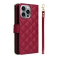 thumbnail image 2 of Allytechgroup Case for iPhone 16 Pro Max with Credit Card Slot, Built-in Shoulder Strap Lanyard PU Leather Wallet Flip Stand Case Full Body Shockproof Protective for iPhone 16 Pro Max, Winered, 2 of 7