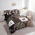thumbnail image 2 of Castle Fairy Rustic Deer Hunting 7-Piece Twin Bedding,Vintage Checkered Camo Bedding Comforter Set,Gray Black White,Black Reversible, 2 of 7