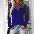 thumbnail image 2 of SMihono Clearance Summer Women's Fashion Shirts Long Sleeve Blouse Solid Color Slim Tops Trendy Clothing for Women Classic Comfy T-Shirt Crew Neck Hollow Out Pullover Blue 12, 2 of 4