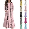 thumbnail image 2 of XADYUY Girls Maxi Dress Kids Casual A-Line Long Sleeve Maxi Dress Striped Crew Neck Sundresses Basic Tiered Skirt with Pockets,Pink, 2 of 5
