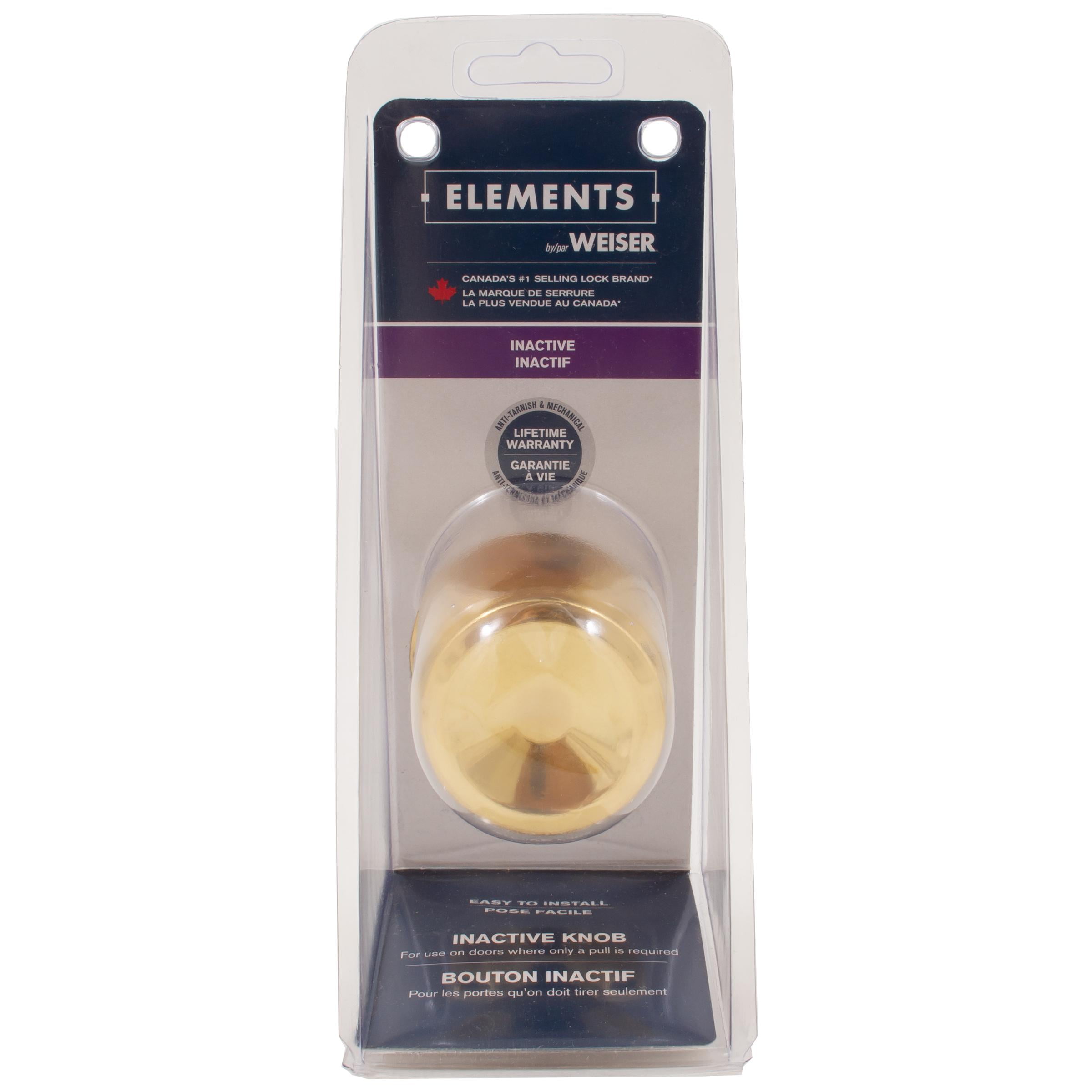WEISER Lock GAC12 B3 MS Beverly Dummy Knob, Bright Brass