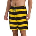 thumbnail image 2 of Kll Bee Stripe Men'S Casual Summer Beach Shorts Hawaiian Shorts With Pockets-Xx-Large, 2 of 9