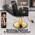 thumbnail image 4 of Baasha Ergonomic Reclining Salon Chair with Adjustable Headrest & Lumbar Support, Heavy Duty Barber Chair with Steel Frame, Stylish Hair Chair with Leather Upholstery, Weight Capacity up to 440 lbs, 4 of 8