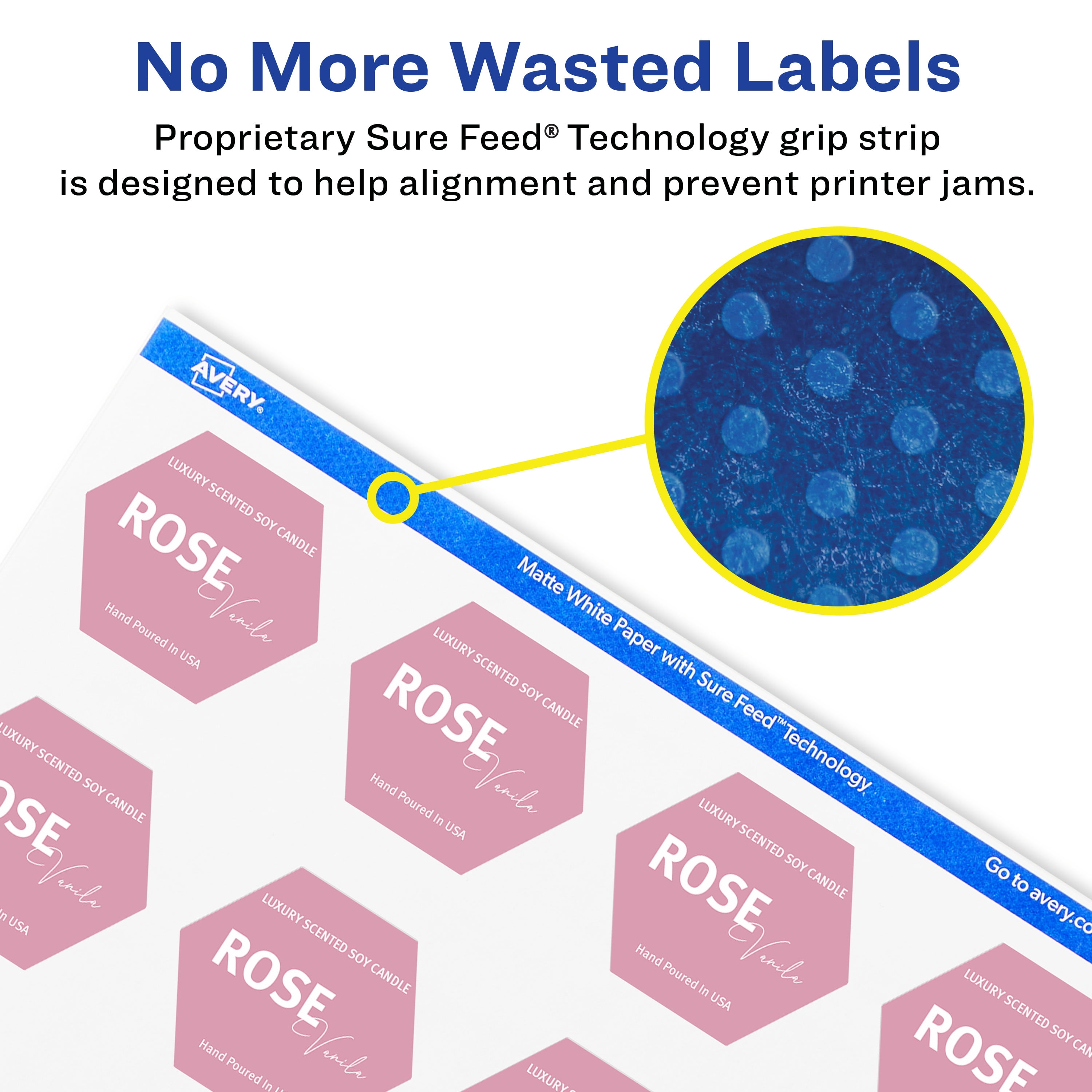 Avery Matte White Hexagon Labels, 1-1/2" x 1-47/54", 2,000 Total