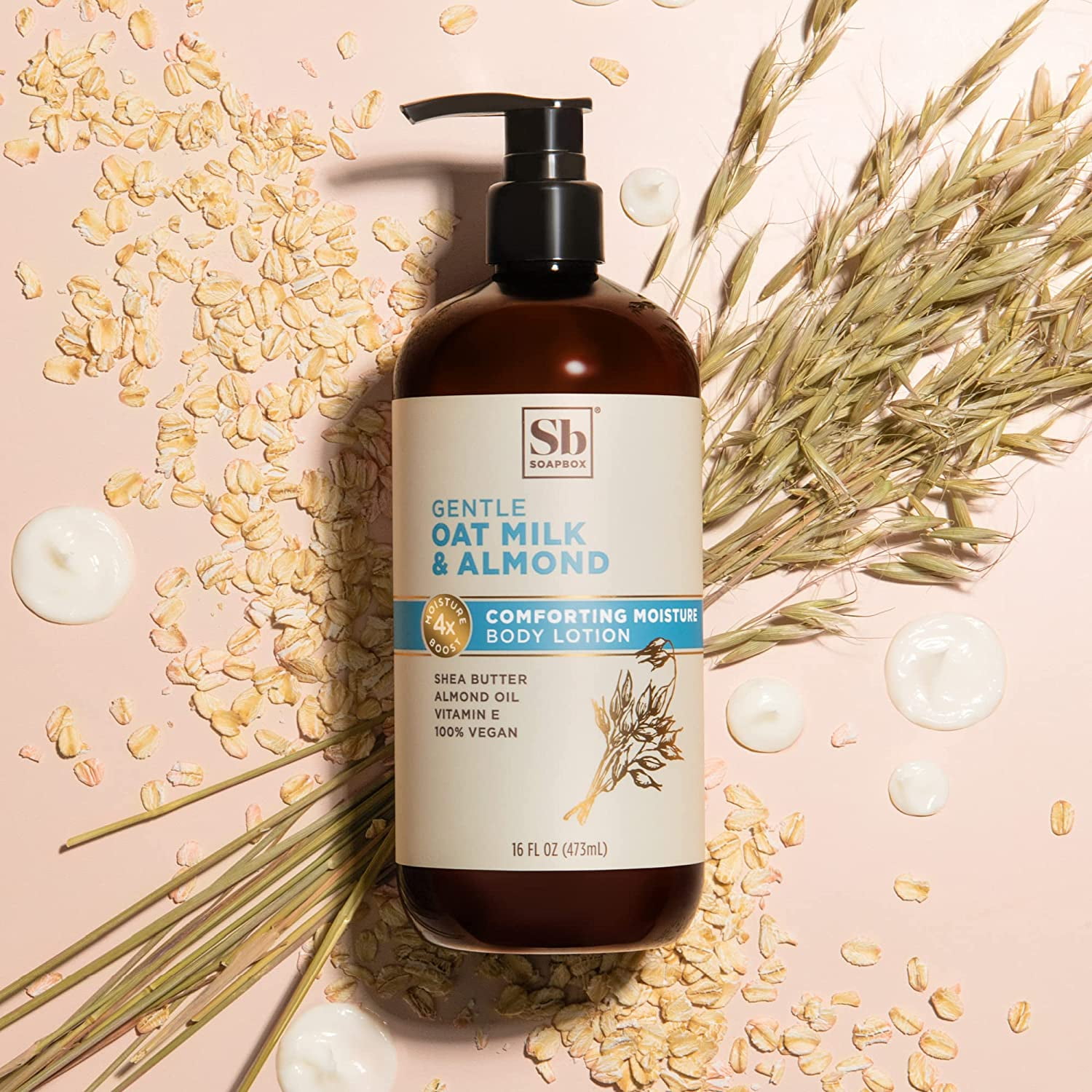 Soapbox Oat Milk & Almond Moisturizing Body Lotion with Shea Butter & Almond Oil | Body Lotion for Women & Men, Paraben Free, Vegan Lotion for Dry Skin, Smooth Skin (16oz, 3 Pack)