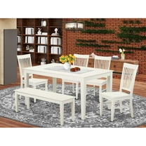 East West Furniture Capri 6-piece Wood Dining Set in Linen White