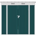 thumbnail image 1 of 6x4 FT Cobertizo de Almacenamiento Exterior Metálico, con Puertas Dobles con Cerradura y 2 Ventanas de Ventilación Blancas para Herramientas de Jardín, Patio y Trasero, Verde, 1 of 1
