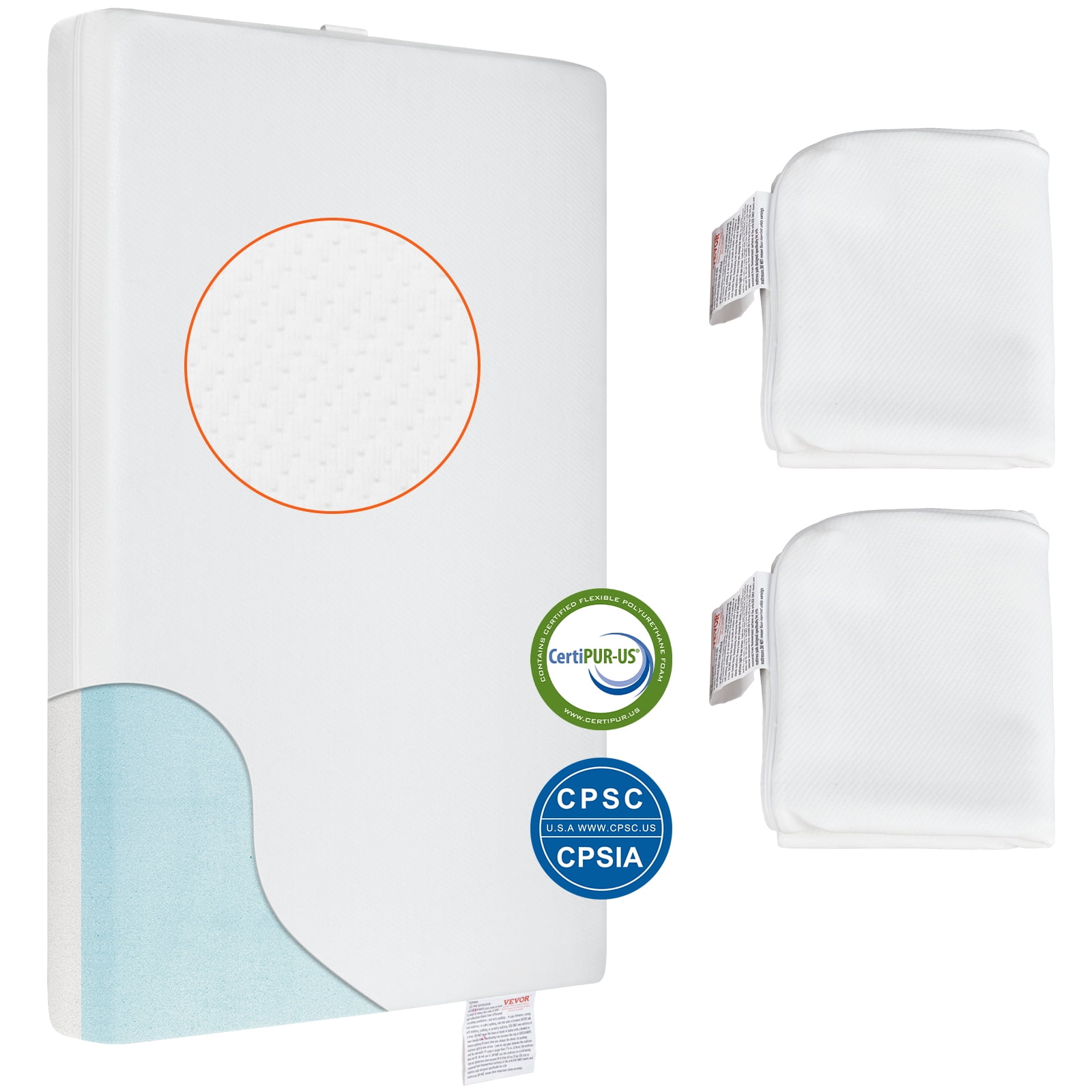 Vevor Crib Mattress Two Sided Breathable Toddler Mattress Of Memory Foam Baby Mattress For Infant And Toddler With 2 Waterproof Covers For Replaceme
