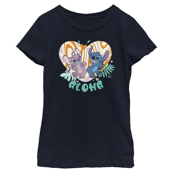 Girls Lilo & Stitch Aloha Alien Couple T Shirt