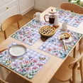 thumbnail image 5 of Pink Flowers Placemats Set of 4 Spring Floral Butterfly Leaves Plants Blue Plaid Place Mats Indoor Wipeable Table Mats Washable Dining Table Placemats for Kitchen Holiday Party Home Decor 13x19 Inch, 5 of 9