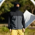 thumbnail image 2 of Mens Manga Larga Color Sólido con Capucha Cremallera Cardigan Hielo Seda Fina Chaqueta Protectora Solar para Uso Diario Al Aire Libre, 2 of 9
