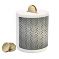 thumbnail image 2 of Grey Piggy Bank, Fence Design Netting Display Diamond Plate Effects Chrome Motif Print Illustration, Ceramic Coin Bank Money Box for Cash Saving, 3.6" X 3.2", Grey, by Ambesonne, 2 of 4