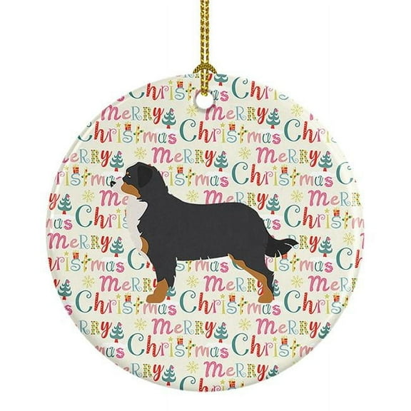 Bernese Mountain Dog Merry Christmas Ceramic Ornament 2.8 in x 2.8 in