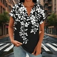 thumbnail image 2 of Otvok Women's Fashion Casual Printed V-Neck Loose Short Sleeve Raglan Sleeve Button Top, 2 of 6